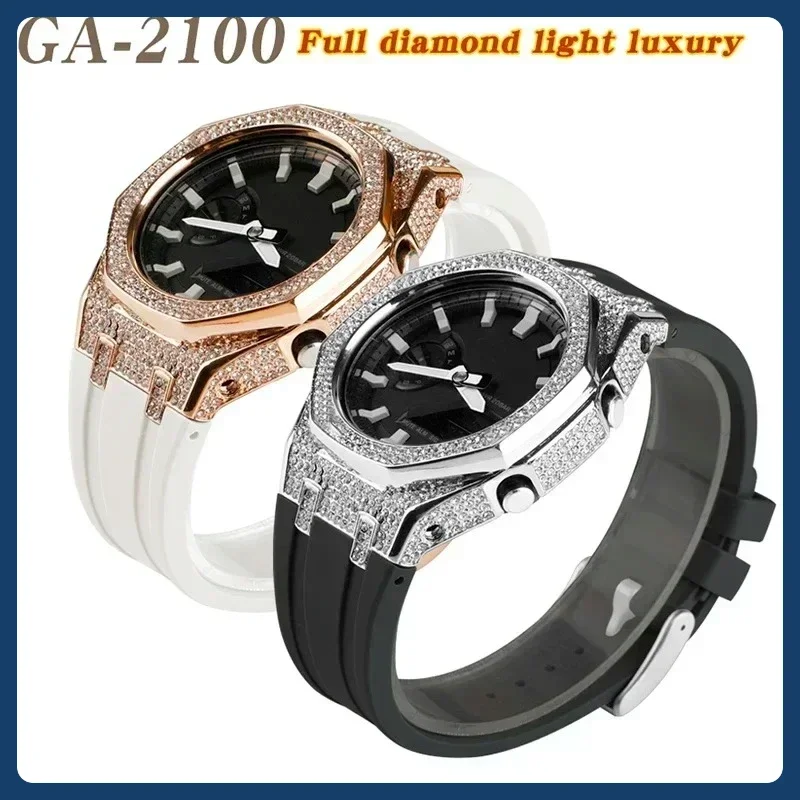 GA2100/2110 Metal Case Resin Strap Suitable For GA-B2100 GA-2100/2110 Replacement Parts Diamond Case Wholesale New Product