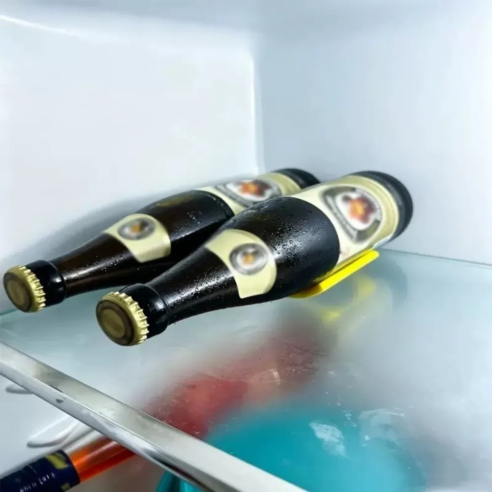 3D Printed PLA Refrigerator Bottle Holder Space-Saving Anti-Roll Beverage Can Holder Open Frame Curved Support Can Organizer