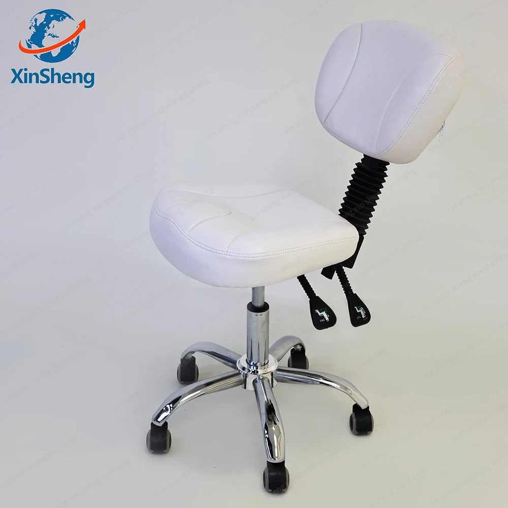 

High Quality Beauty Salon Furniture White Leather Small Stool Modern Rotatable Pedicure Stool for Nail Tech