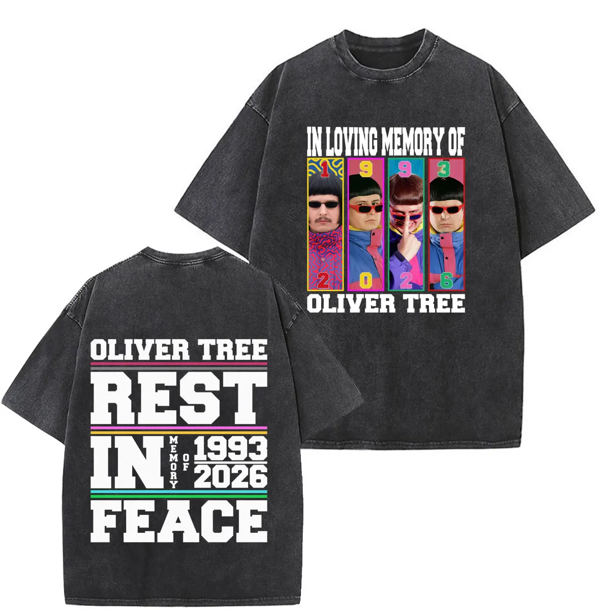Oliver Tree Liee Goes on It Gets So Heany 2026 Vintage Washed T-shirts Men Women Fashion Hip Hop T Shirts Casual Cotton T-Shirts