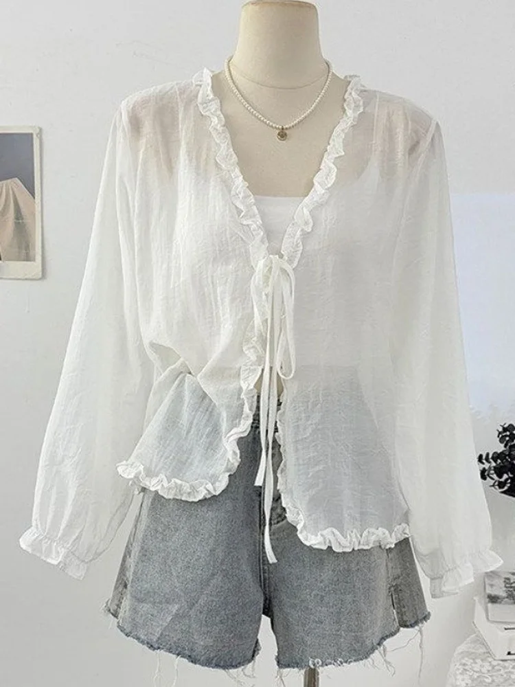 

Summer Women's Open Cardigan UV Protection Loose Knot Splice Wood Grain Sunscreen Outerwear Polyester Fiber
