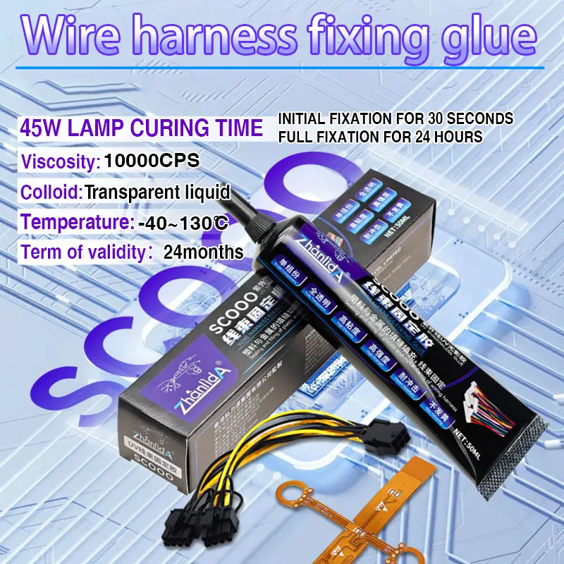 Colla UV Cablaggio Fissaggio SCOOO 50ML Ago Design Circuito Terminale Scheda Madre Filo Super Colla Per Componente Elettronico