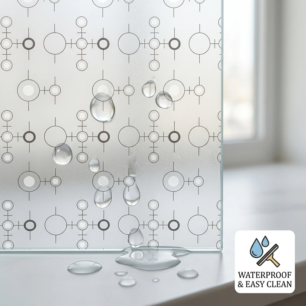 Modern Geometric Circle Pattern Self-Adhesive Window Film Frosted Privacy Anti-UV Heat Control Opaque Glass Sticker for Home Dec
