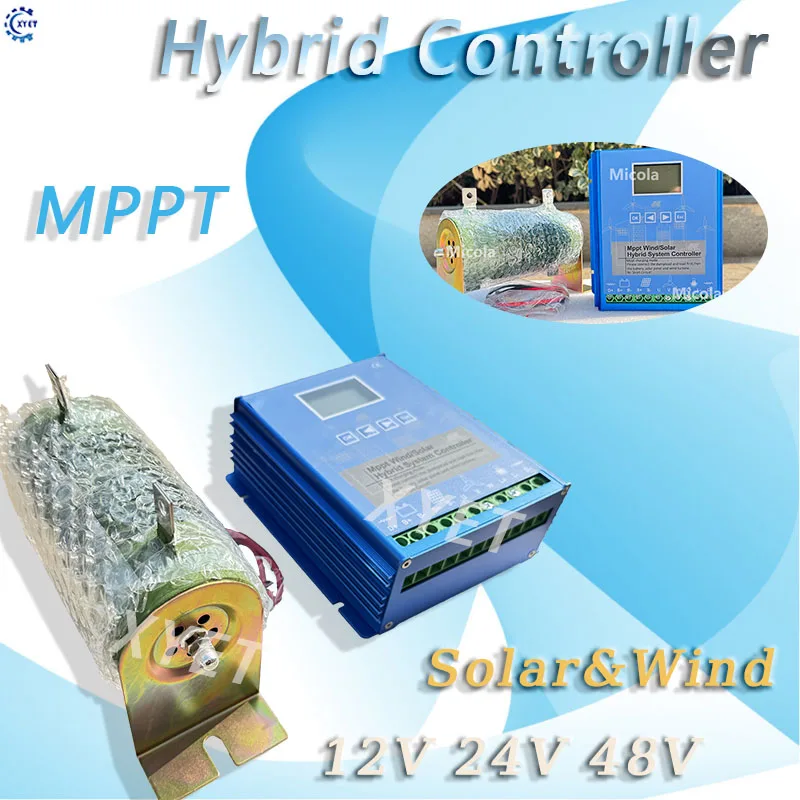 2000W 5000W 10000W MPPT Wind Solar Charge Controller 5000W 12V 24V 48V Volts Hybrid Regulator for Wind Turbine Windmill Battery