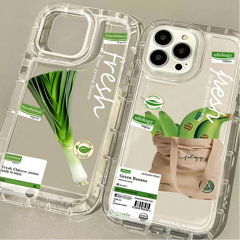 Green Vegetables Clear Phone Case for Samsung Galaxy S24 Ultra S23 S22 S21 FE S20 Plus Note 20 10 Pro A34 A54 A33 A53 Soft Cover