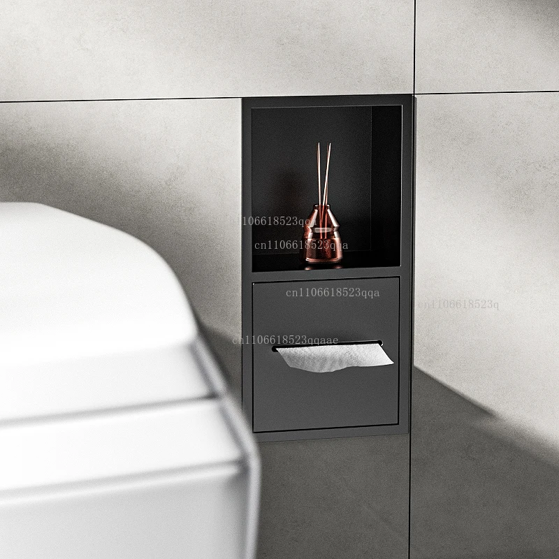 Toilet embedded stainless steel niche tissue box toilet toilet paper into the wall bathroom high-end custom rack