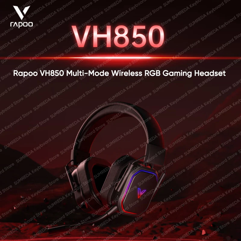 Rapoo VH850 E-sport Wireless Game Headset RGB Multi-platform Adaptation With Mic Tri-mode connection Dual-tone Cavity Structure