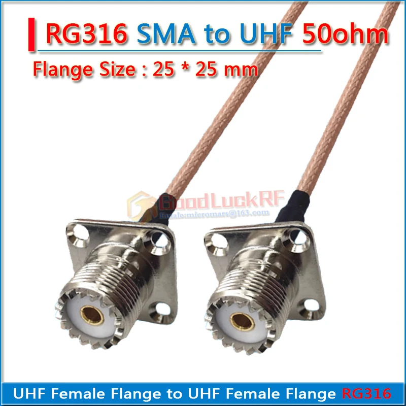 Kit Set PL259 SO239 UHF Female Flange to SMA RP-SMA RP SMA Male & Female 90 Degree4 hole 25 * 25mm Pigtail Jumper RG316 Cable