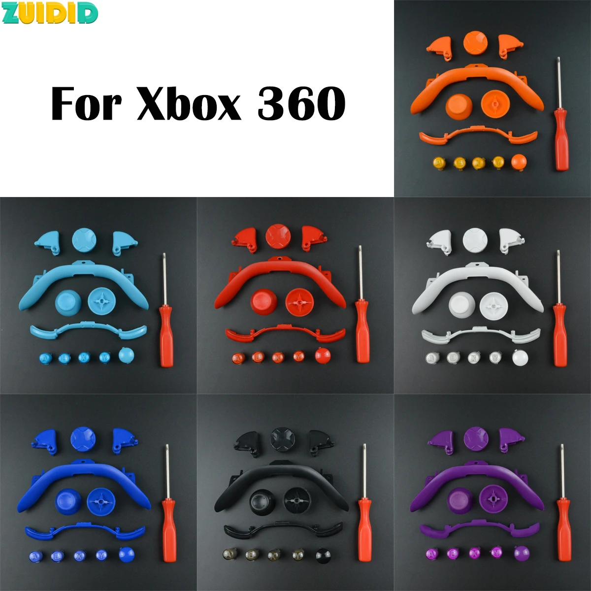 Zuiendedフルボタンキットmodd-pad abxyトリガーlb rb ltsmxbox 360用サムスティックパーツワイヤレスコントローラーt8ドライバー