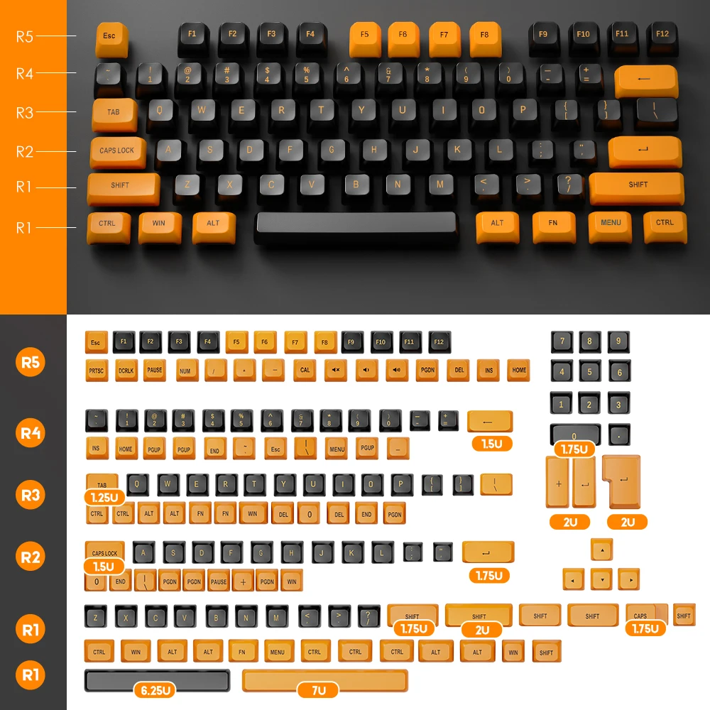 GMK 150 Key PBT Double-shot Black Orange CSA Profile Keycaps DIY English Key Cap for MX Switches Mechanical Gaming Keyboard