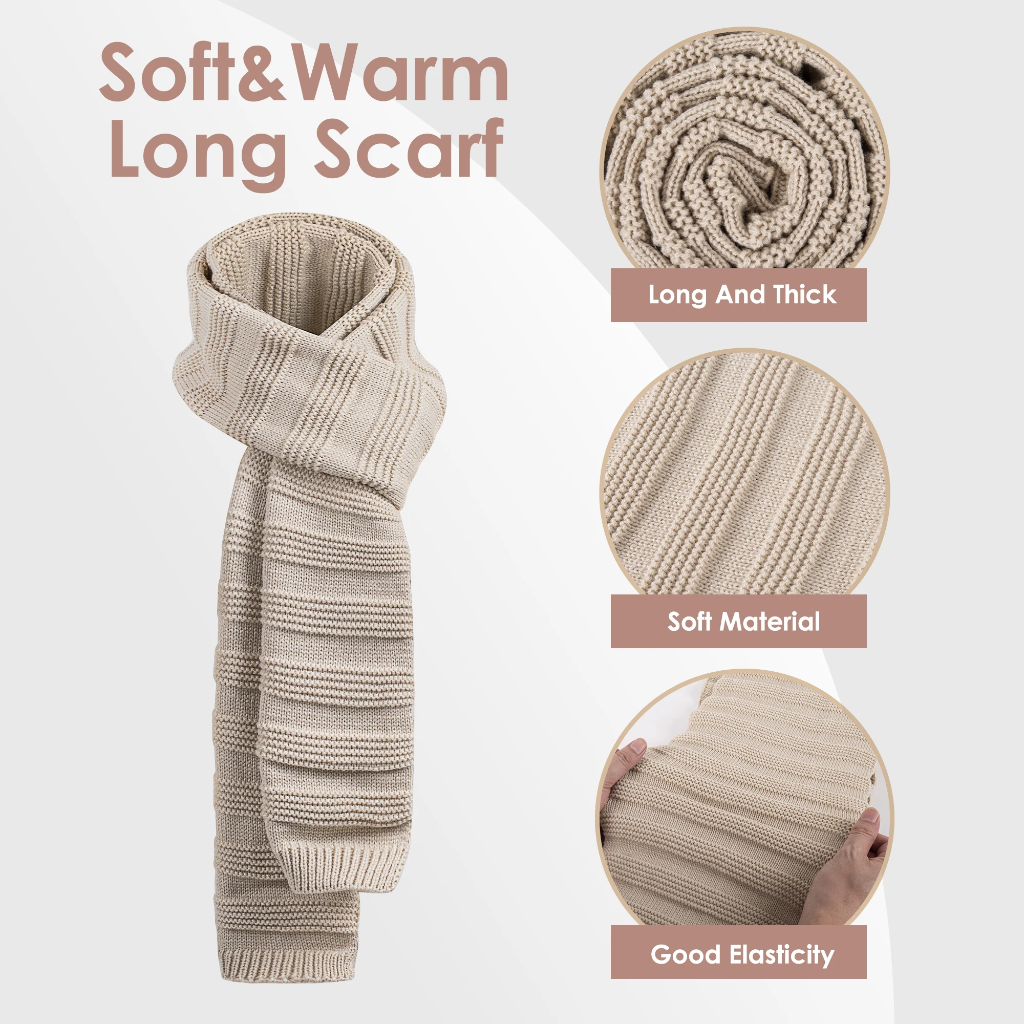 Winter Hat Beanie Scarf Touchscreen Gloves Set for Women, 3 in 1 Set with Knit Warm Long Neck Scarves Cap Gloves