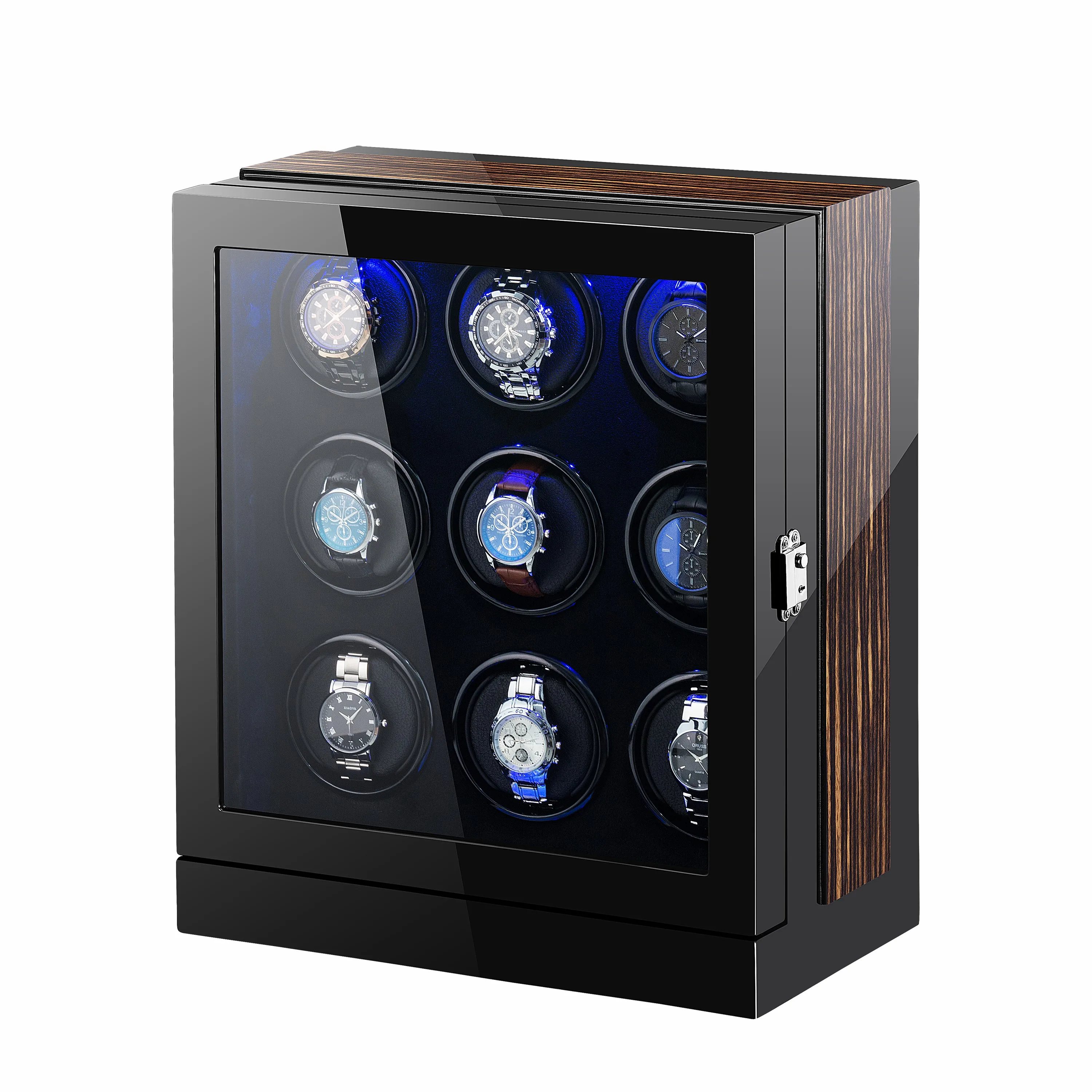 9 Slots Lcd Touch Screen Adjustable Watch Box Automatic Luxury Watch Winder