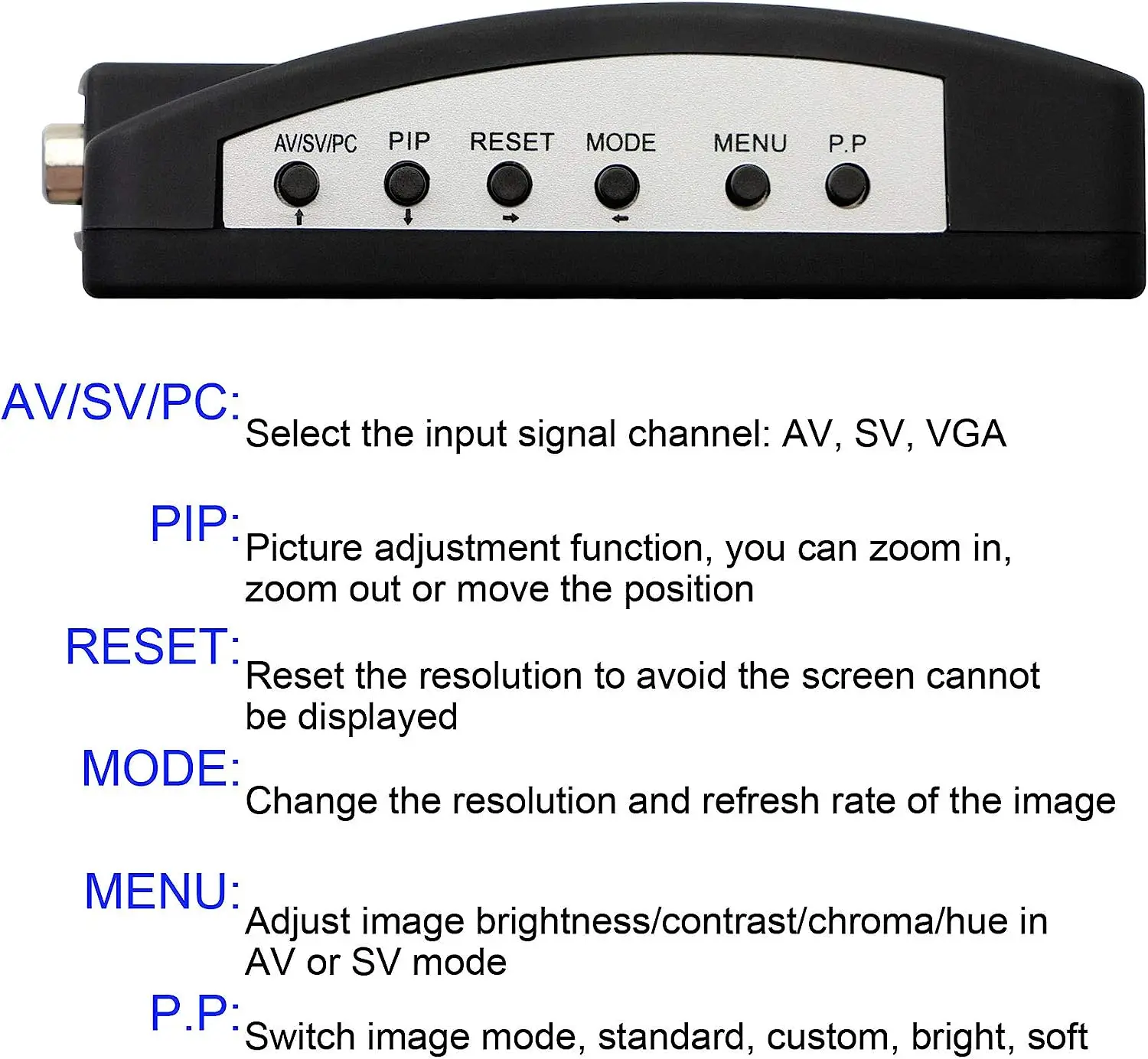 AV to VGA Converter adapter cable S-Video VAG Composite RCA AV to VGA Converter switcher box AV in to VGA out for STB,DVD,PC