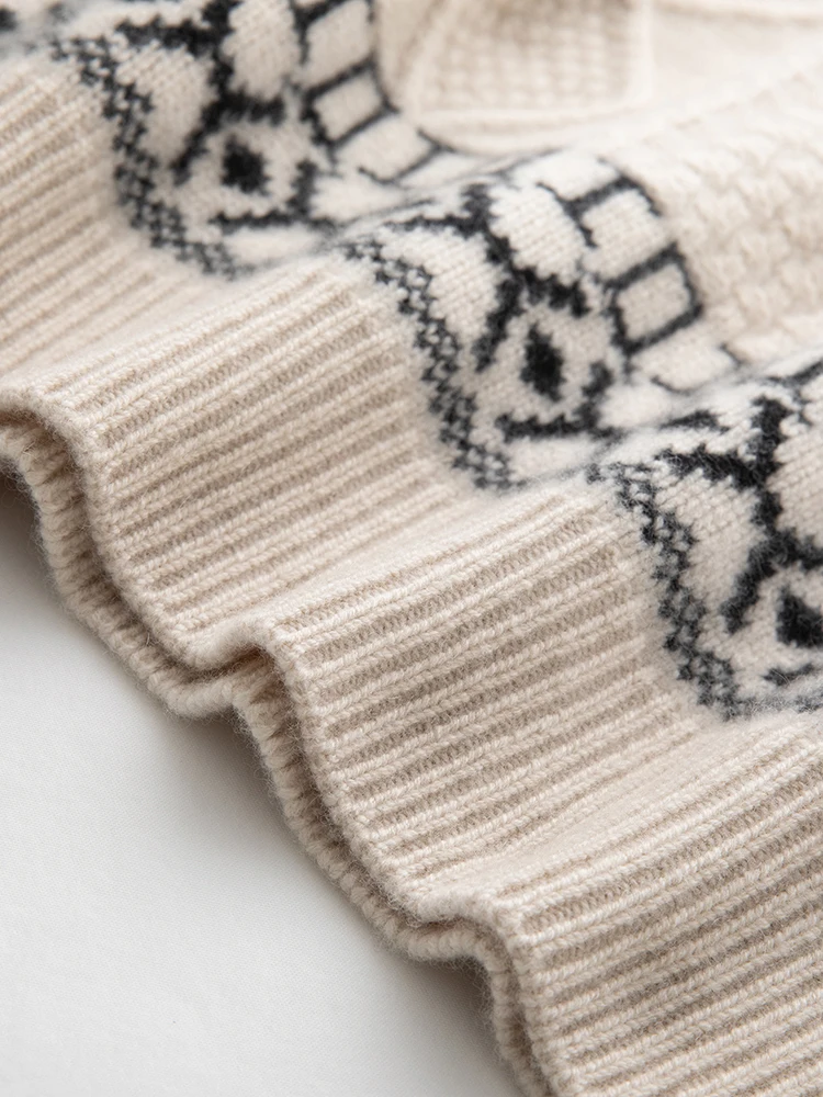 

TLOML женский пуловер с круглым вырезом винтажный кашемировый свитер Faire Isle осень-зима 100% кашемировый трикотаж толстый жаккардовый свитер топы