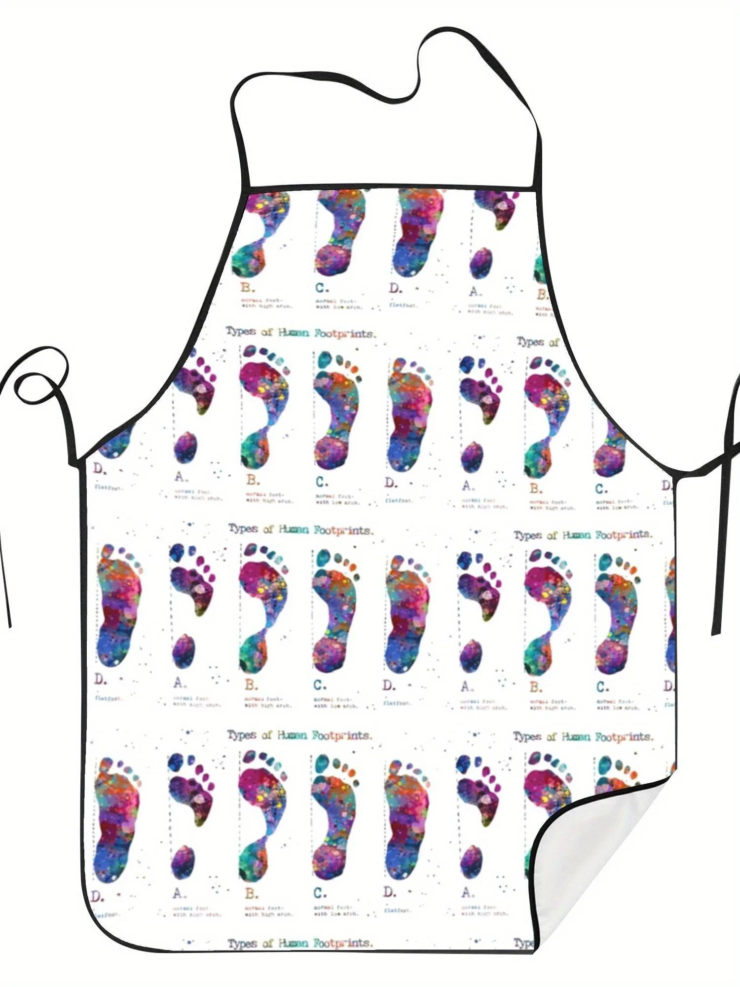 Vibrant Watercolor Foot Classification Chart All Over Print Waterproof Cooking Apron Foot Doctor Backyard BBQ Home Kitchen Gift
