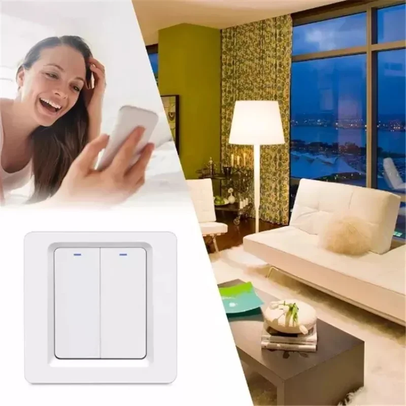 Wifi Button Switch for Apple Homekit Zero-Fire Switch Remote Control 1/2/3Gang LED Lights ON/OFF Support Google Home Alexa Voice