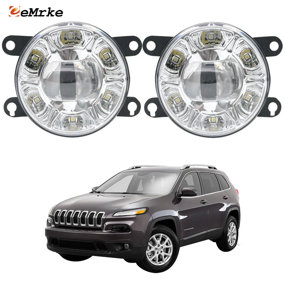 

LED Fog Lights + Led DRL for Jeep Cherokee KL 2015 2016 2017 2018 Car PTF with Clear Lens Daytime Running Lamp Fog Driving Light