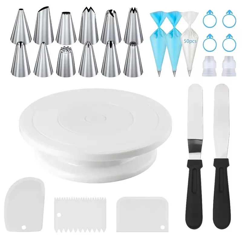76-Piece Cake and Cookie Decorating Kit with Rotating Non-Slip Stand, Perfect for DIY Baking Enthusiasts and Professionals