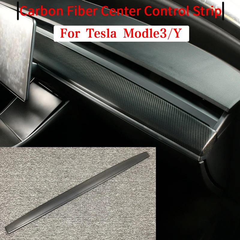 

Car carbon fiber center console long decorative cover plate protective shell FOR Tesla Model 3 Model Y 2017 2018 2019 2020 2021