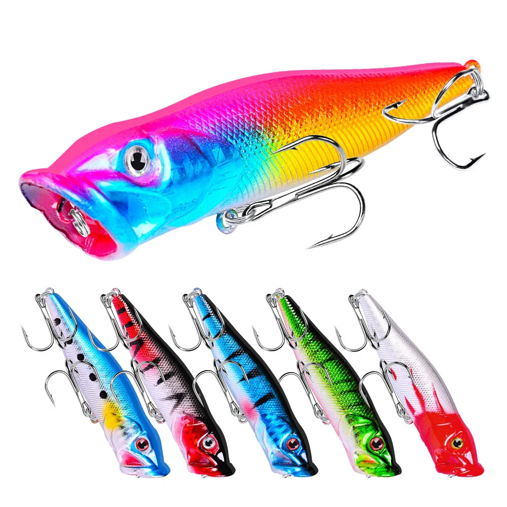 

PROBEROS 1pcs Fishing Lure 9.5cm 12g Hard Artificial Popper Lure 6 Color Crankbait Minnow Fishing Bait 4# Treble hook dw1002