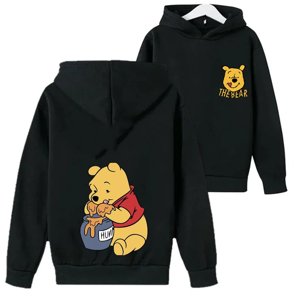 Cartoon Boys Girls Hood coat Winnie the Pooh Kids Pink Hoodie Tops Sweatshirt Spring Autumn Toddle Age 3-12 Clothes