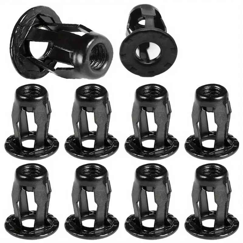 10pcs Black Metal Screw Base Clips 6mm Hole Diameter Durable Fastener Clips Trunk And Front Rear License Plate Fixing Fastener