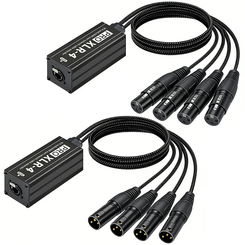 XLR to RJ45 4 Channel Audio Extender Compact STP Cat5 Cat6 Cat7 for Musical Instrument and Band XLR Audio Cables Audio Gear