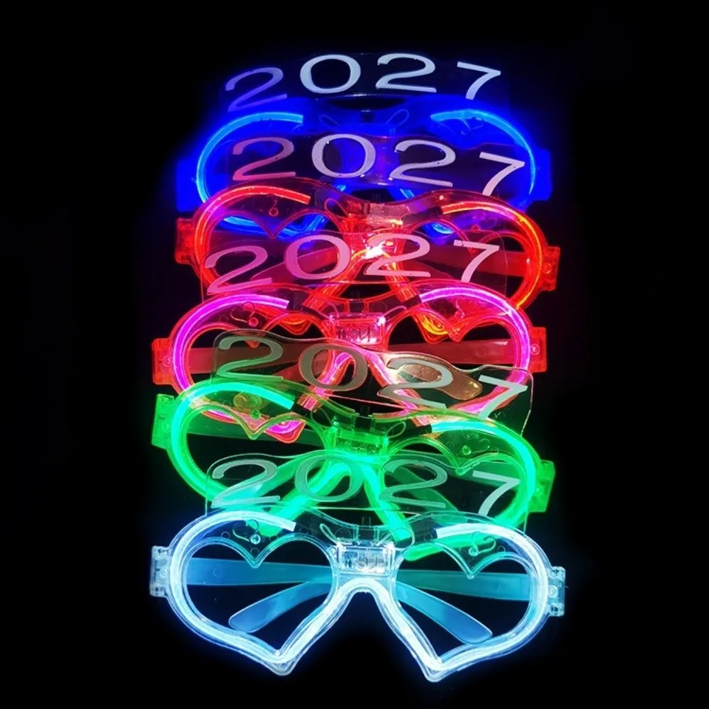 Funny New Year Glow Glasses Number Cool 2027 LED Glow Glasses Lightweight Plastic Light Up Glasses New Year Decorations