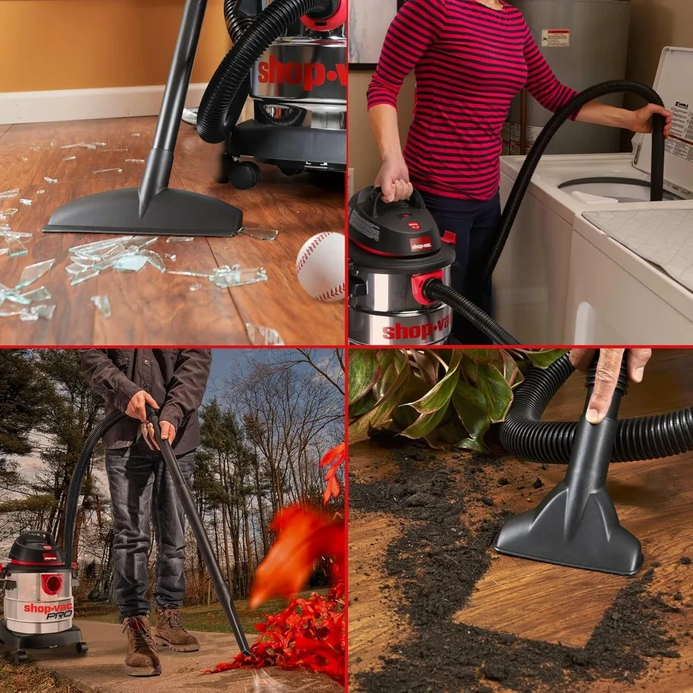 مكنسة رطبة/جافة سعة 5 جالون 4.5 حصان، خزان من الفولاذ المقاوم للصدأ، محمولة مع مرفقات للمرآب ورشة العمل #5