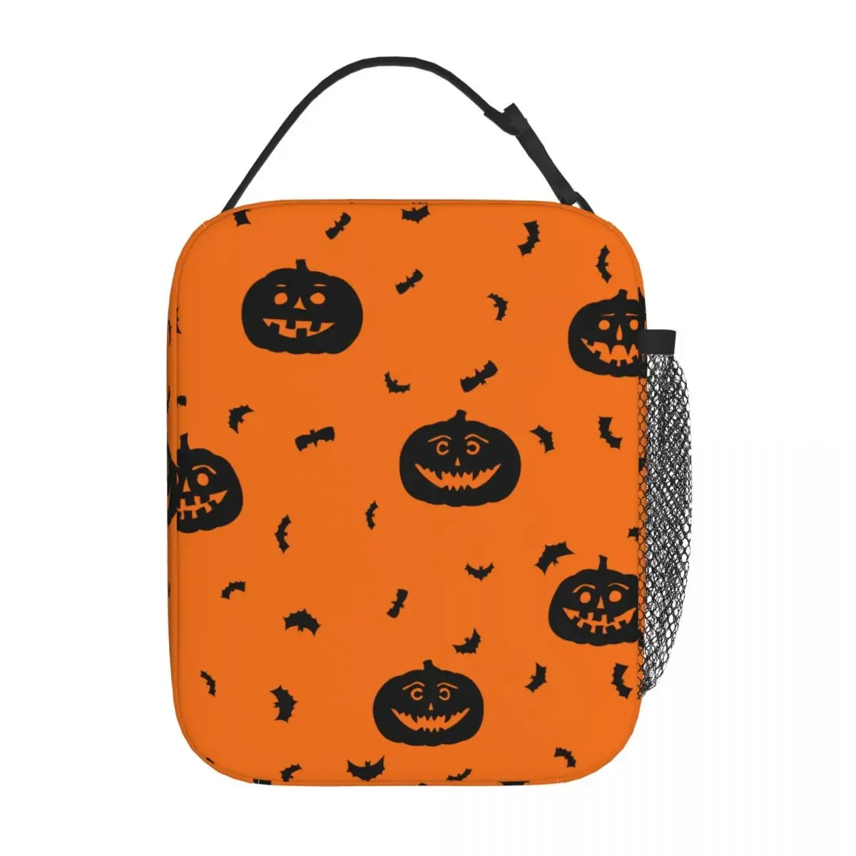 Halloween Bats Pumpkins Insulated Lunch Bag Large Reusable Cooler Bag Tote Lunch Box College Outdoor Men Women