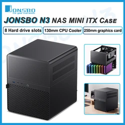 JONSBO N3 NAS Mini Case All-In-One Aluminum ITX Chassis 8 Hard Disk Location Support 130mm CPU Cooler 250mm Graphics Card