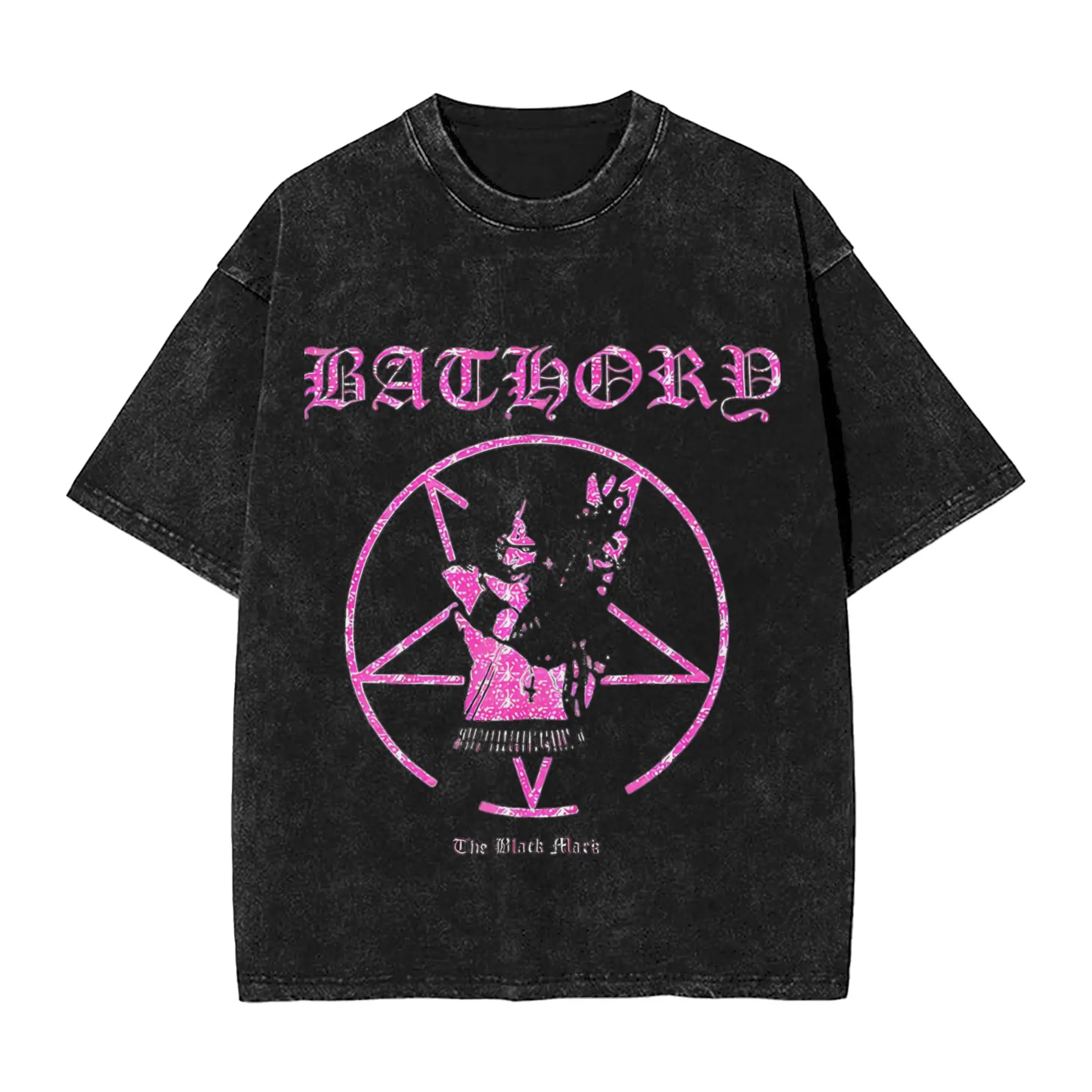 Bathory Band The Black Mark  Merch Washed T Shirt Men Women Streetwear Hip Hop T-Shirt Printed  Tees Tops Short Sleeve