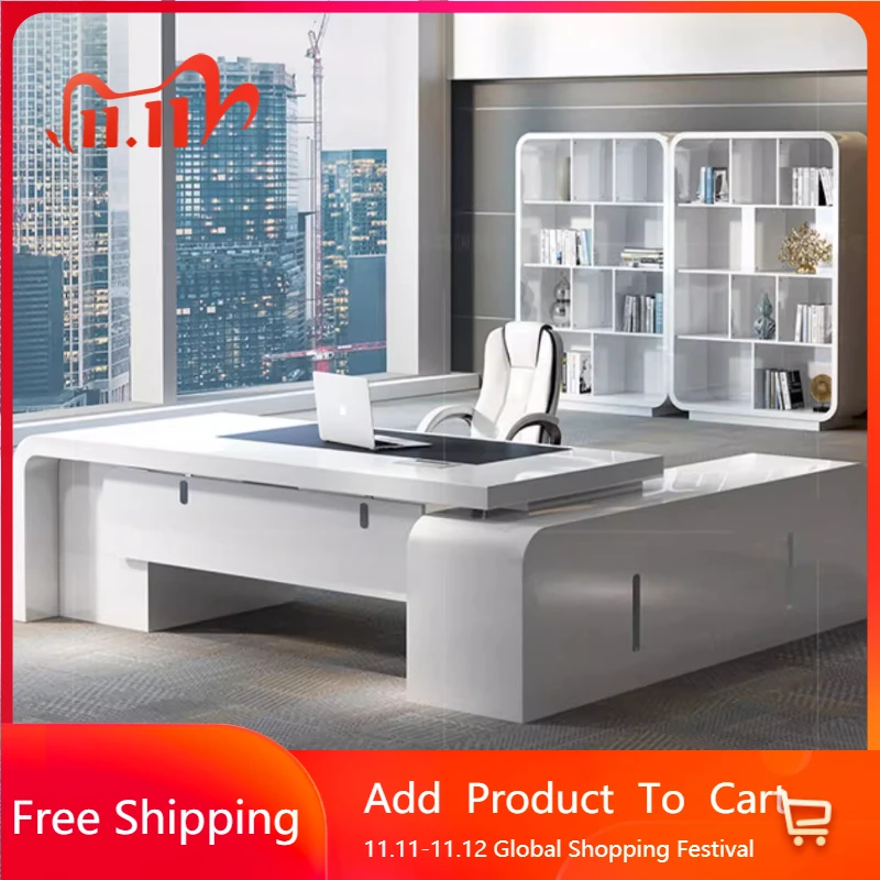 

Service Adjustable Office Desk Drawers Modern White Light Luxury Office Desk Conference Organizers Tavolino Unique Furniture
