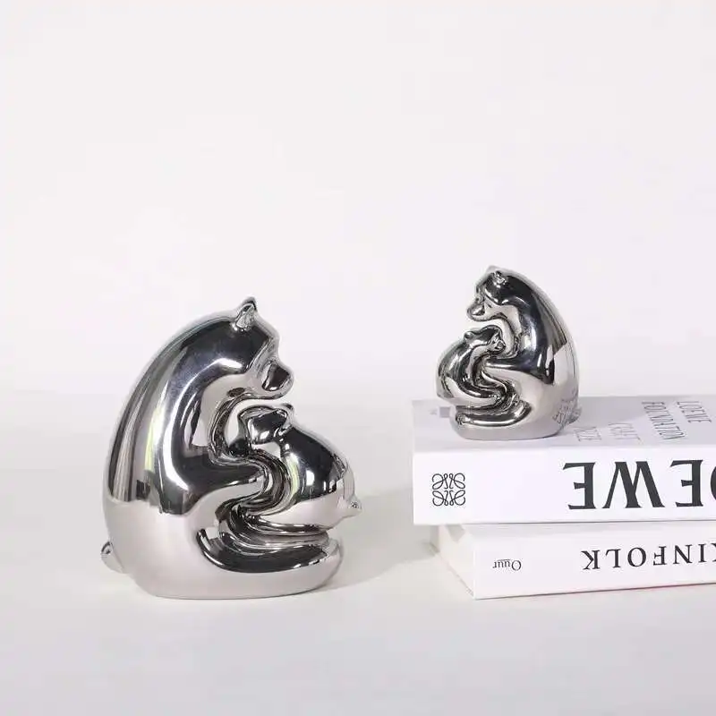 

Light Luxury Silver Polar Bear Decoration Home Minimalist Bedroom, Living Room, Wine Cabinet Decoration Small Decoration Ceramic