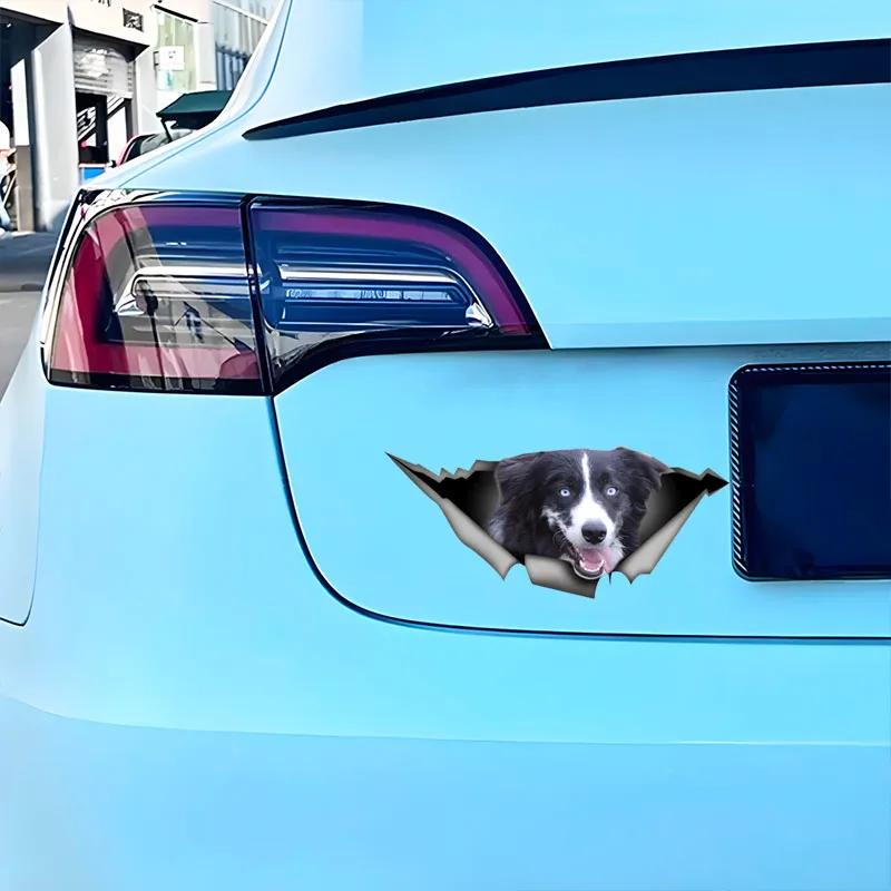DK574# 3D Australian Terrier Break the Wall Car Sticker, Waterproof Vinyl Material Accessories, Interesting For Cars, Trucks, Mo