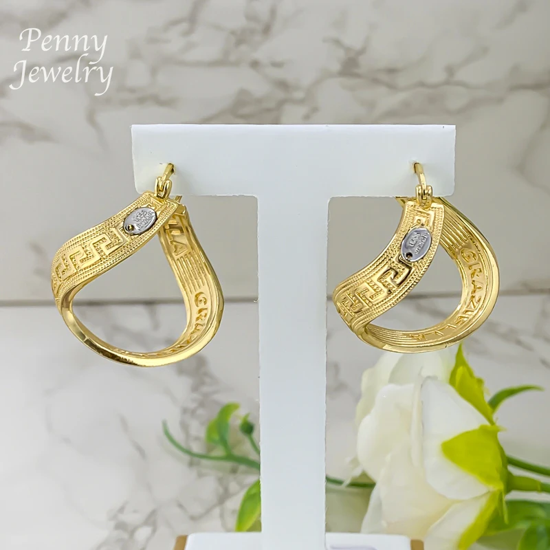 Original Kupfer Dubai 18K vergoldet Creolen für Frauen Haken Ohrring Party Hochzeit Geschenke italienische afrikanische Schmucksets