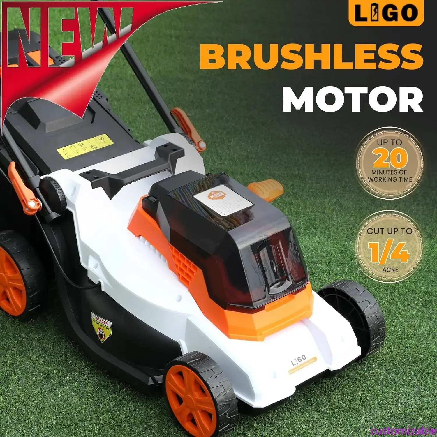 

Customizable 40V Cordless Lawn Mower W/11Gal Bag & 2X4.0Ah Battery ,Walk-Behind Grass Catcher W/Patented Comb