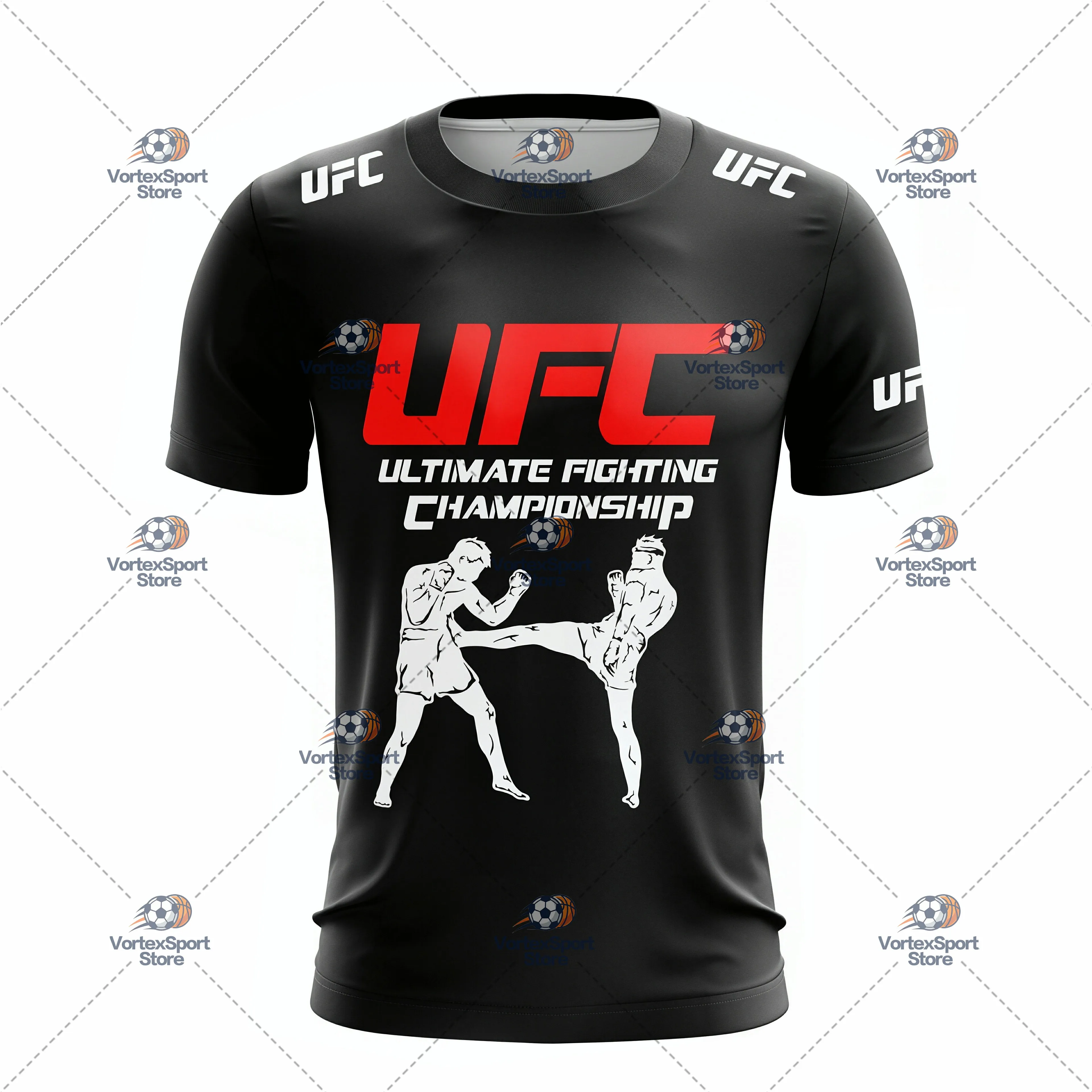 Herren- und Kinder-Sommer-T-Shirt für UFC-Sportarten, schnelltrocknend, in allen Größen erhältlich, kurzärmelig, mit Rundhalsausschnitt, geeignet für Boxen, Kampfsport und Outdoor-Training. – Detail 11
