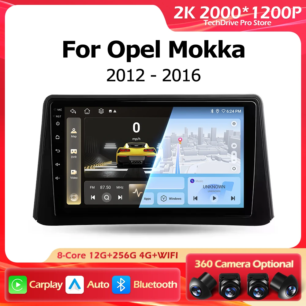 

Автомобильное радио Android 16, для Opel Mokka 1 2012-2016, навигация, GPS, авто, беспроводной CarPlay, интеллектуальный мультимедийный сенсорный экран BT