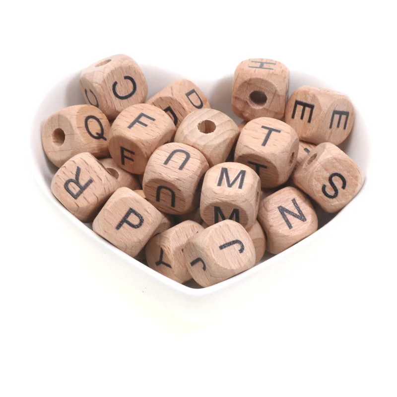 26pcs Mixed Random Beech Wood 12mm Letter Wooden Beads For DIY Jewelry Making Bracelets Necklaces Earrings Customized Materials