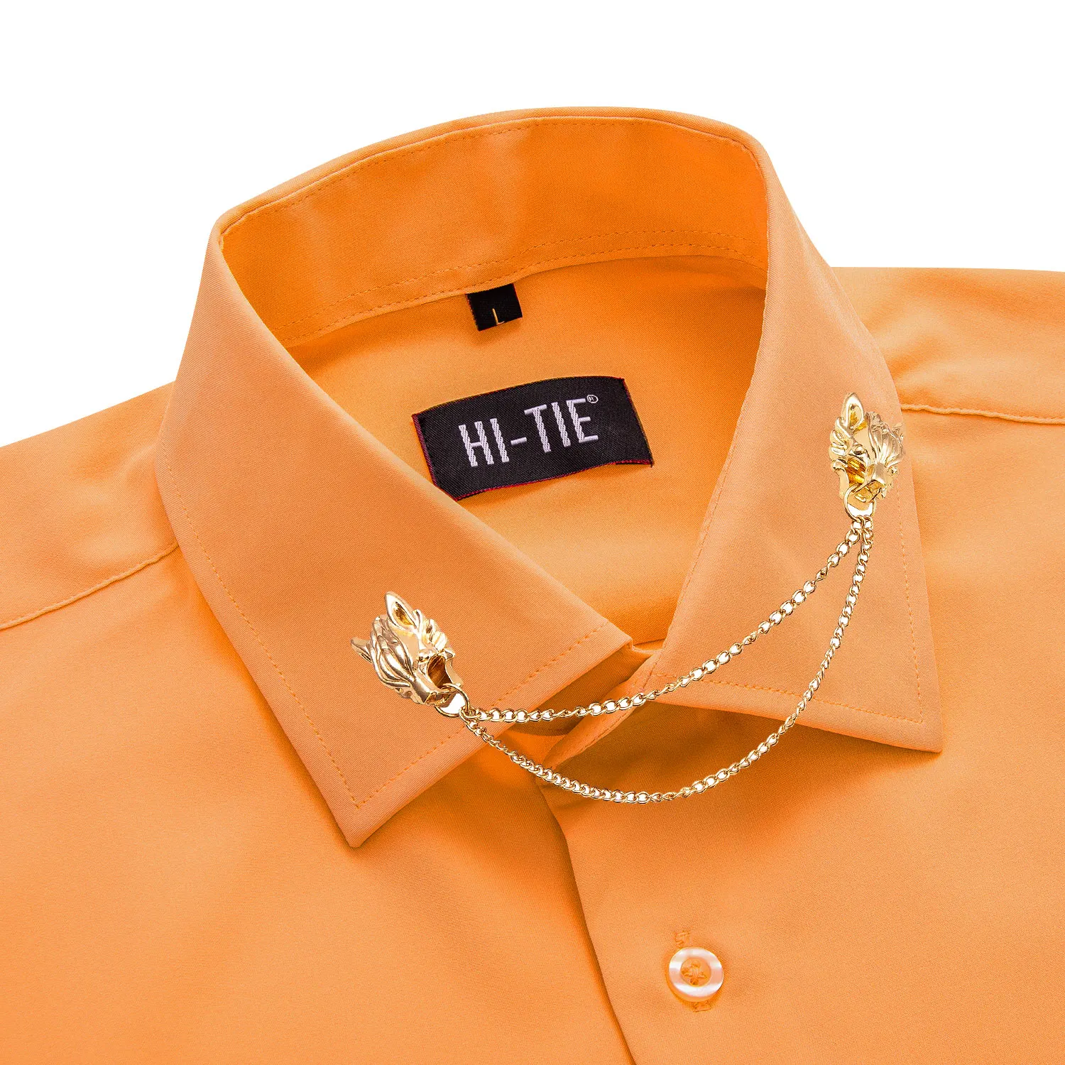 

Hi-Tie однотонные оранжевые мятные мужские рубашки мужские рубашки с длинными рукавами платье на пуговицах стандартной посадки формальный свадебный подарок повседневный