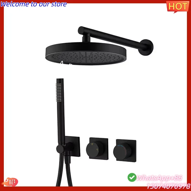 2026New Hot sell Round Shower System for Bathroom Wall Mounted Brass Shower Faucet Combo Set Double Knobs Handheld Shower