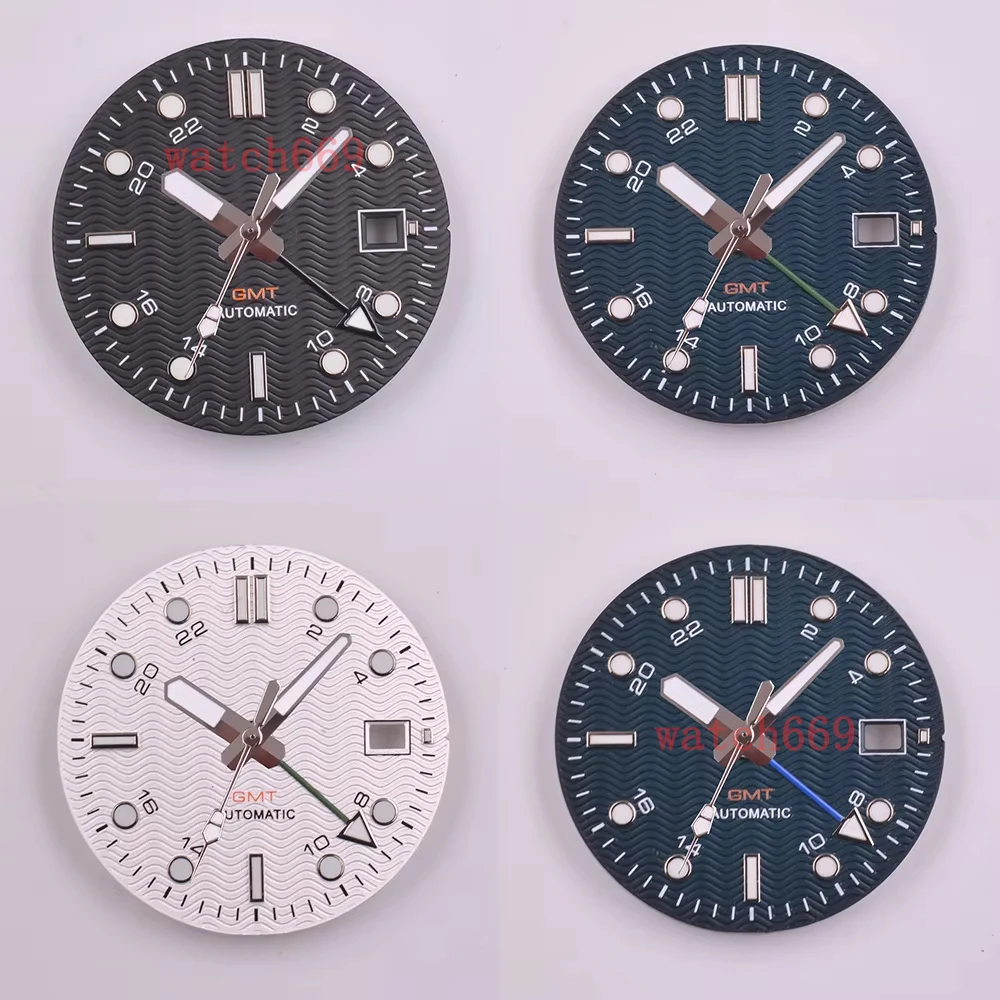 NH34 Dial 31mm Black/blue/white Sterile Dial Watch Hands Green Luminous Fit NH34  Movement Accessories