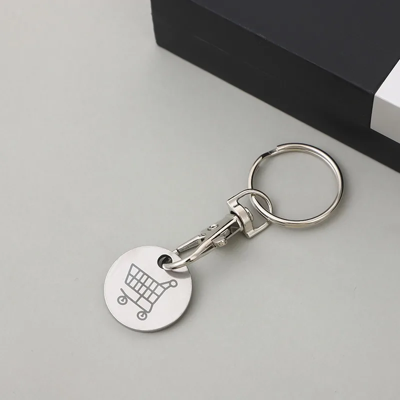 1/6Pcs Stainless Steel Keychains Universal Portable Shopping Cart Trolley Token Key Ring Ornament Accessory for Convenience Stor