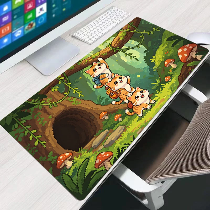 Cute Cat Mouse Pad E-sports Players Mousepad Gamer Rubber Keyboard Pad 90x40cm Office Computer Mouse Mat kawaii Cartoon Desk Mat