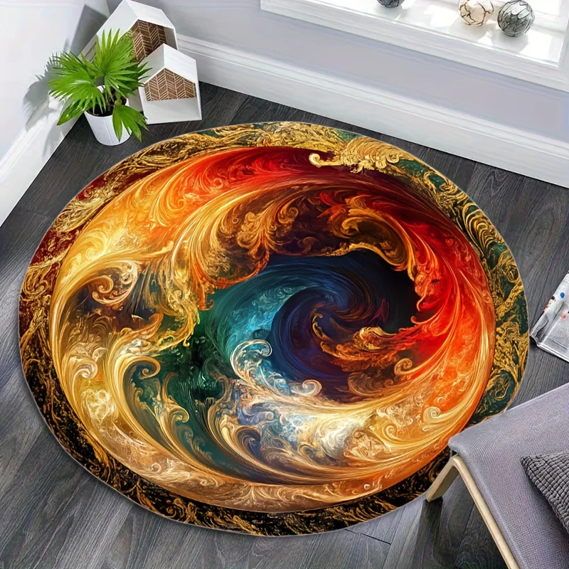 

Коврик «Инь-Ян» с принтом пламени и воды, фланелевый, художественный дизайн, для домашнего декора, уютный, мягкий, для использования в гостиной, для помещений