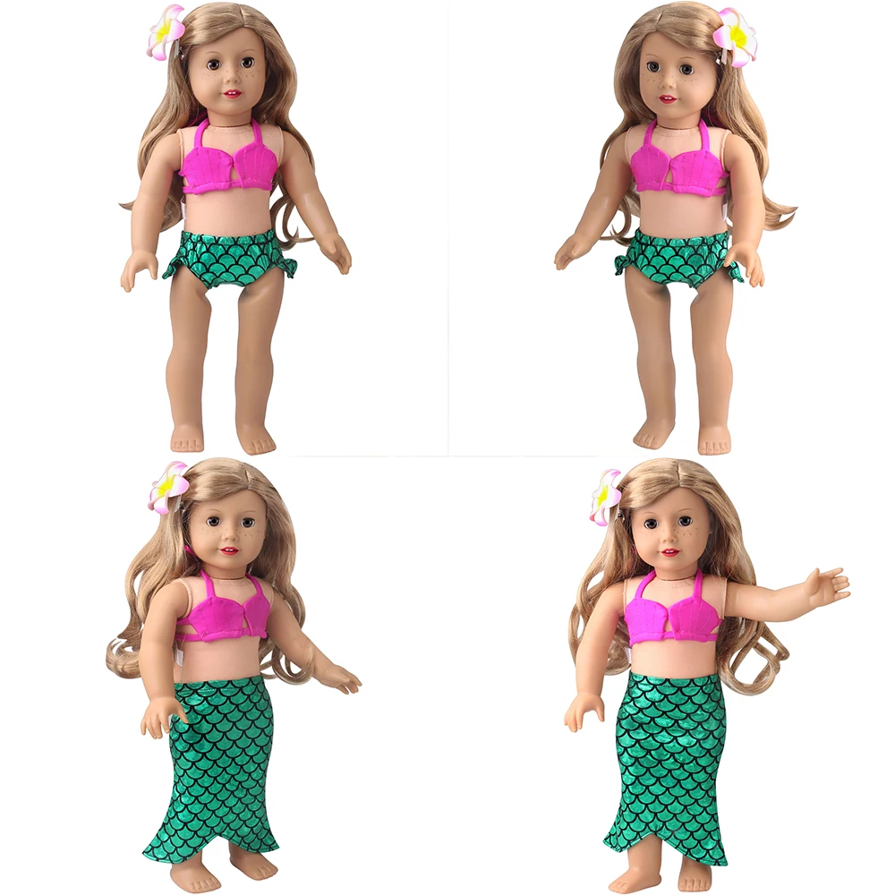 

Комплект купальников для куклы-русалки 18 дюймов, комплект из трех предметов, пляжный купальник для куклы, реквизит для фотосъемки, аксессуары для куклы.
