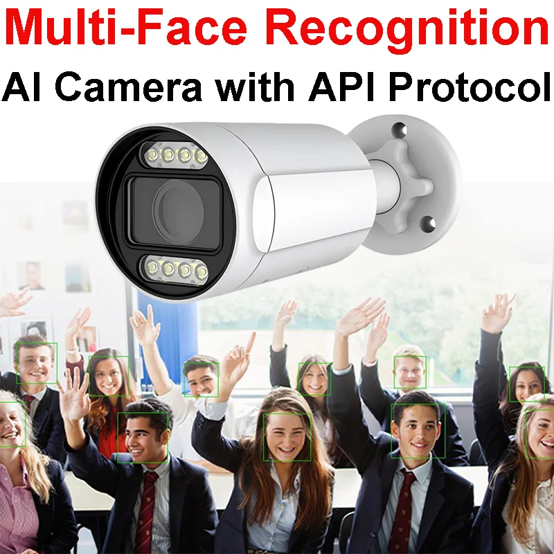 2026Professional AI Smart POE IP Camera 2MP 4MP 5MP 8MP CMOS Multi Face Detection Recognition Memory Card 4K Resolution