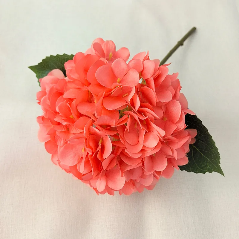 

10pcs Artificial Hydrangea Flower Branch 17cm Head Big Silk Hortensia Blossom