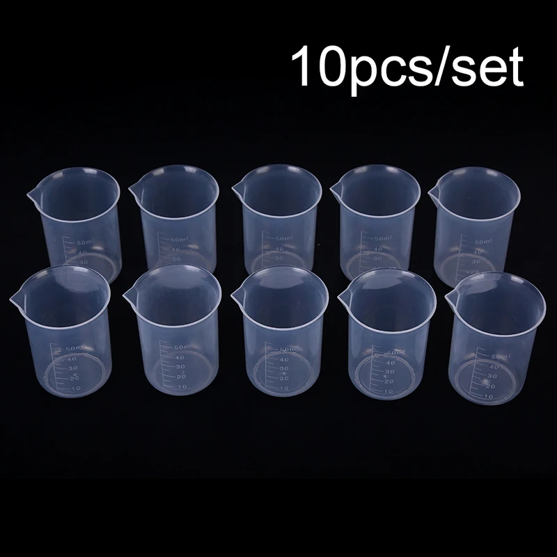 {YY30} 10 Pcs 50ML Plastic Graduated Measuring Cup For Liquid Measure Container